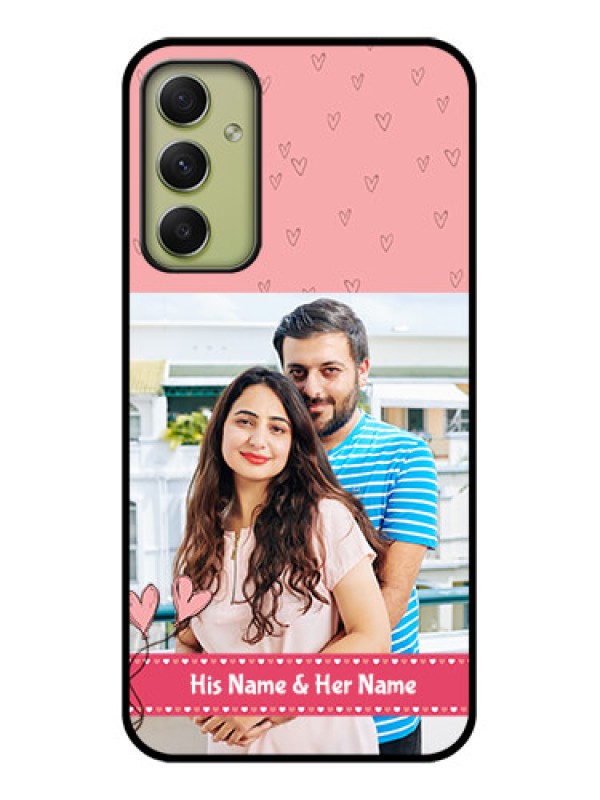 Custom Galaxy A34 5G Personalized Glass Phone Case - Love Design Peach Color