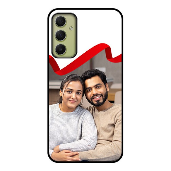 Galaxy A34 5G Photo Printing on Glass Case - Red Ribbon Frame Design