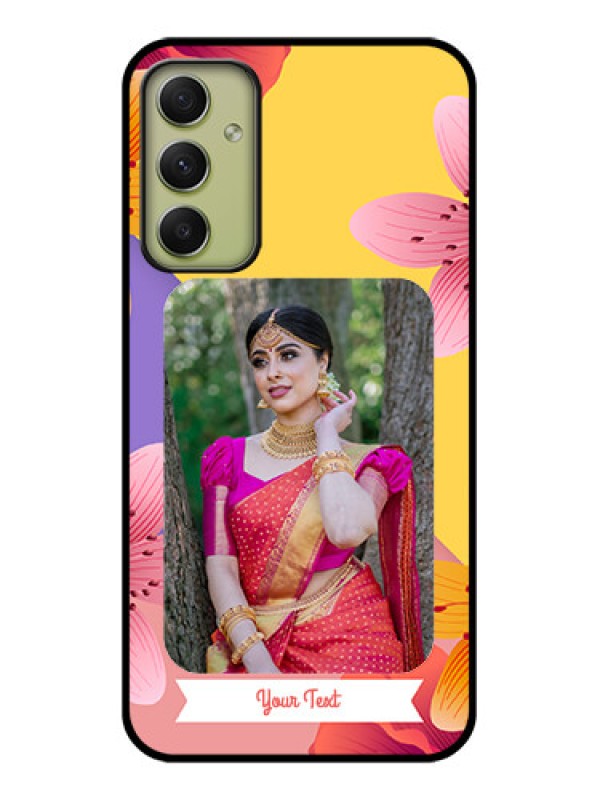 Custom Galaxy A34 5G Custom Glass Mobile Case - 3 Image With Vintage Floral Design