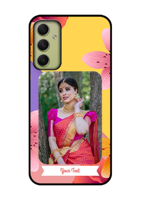 Galaxy A34 5G Custom Glass Mobile Case - 3 Image With Vintage Floral Design