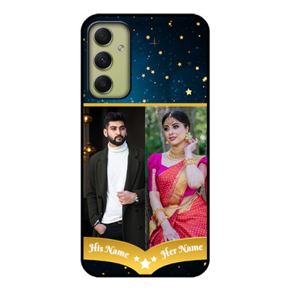 Galaxy A34 5G Custom Glass Phone Case - Galaxy Stars Backdrop Design