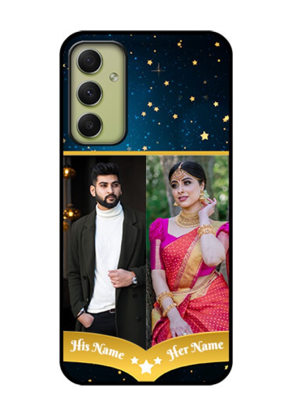 Galaxy A34 5G Custom Glass Phone Case - Galaxy Stars Backdrop Design