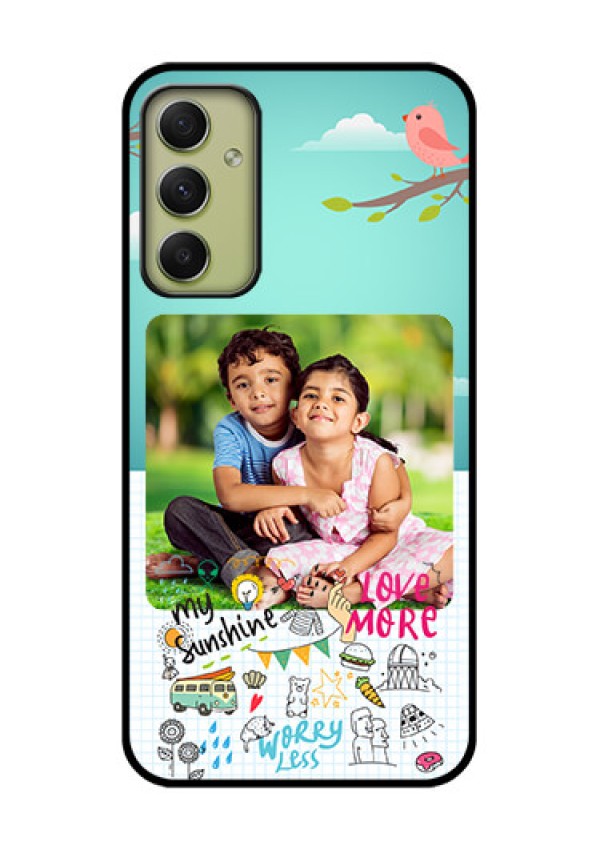 Galaxy A34 5G Photo Printing on Glass Case - Doodle love Design