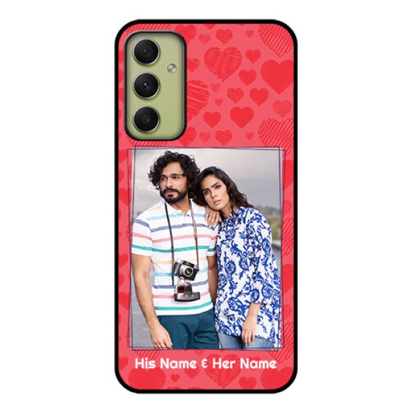 Galaxy A34 5G Photo Printing on Glass Case - with Red Heart Symbols Design Galaxy A34 5G Photo Printing on Glass Case - with Red Heart Symbols Design