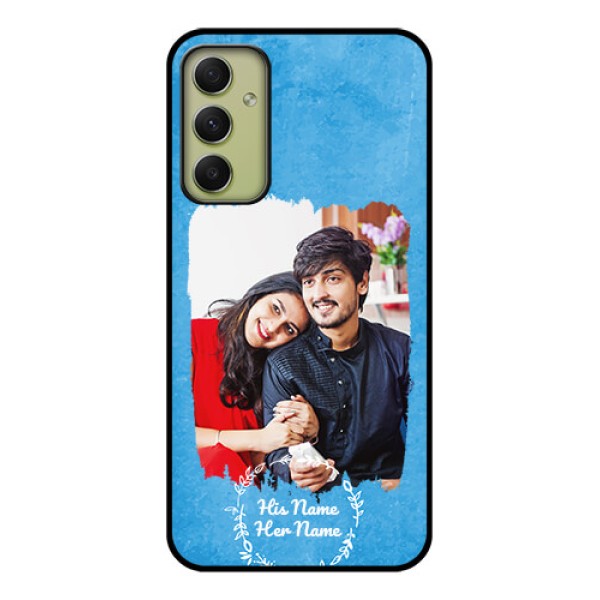 Galaxy A34 5G Custom Glass Phone Case - Blue Color Vintage Design Galaxy A34 5G Custom Glass Phone Case - Blue Color Vintage Design