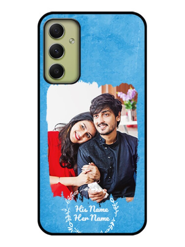 Custom Galaxy A34 5G Custom Glass Phone Case - Blue Color Vintage Design