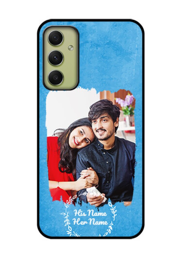 Galaxy A34 5G Custom Glass Phone Case - Blue Color Vintage Design