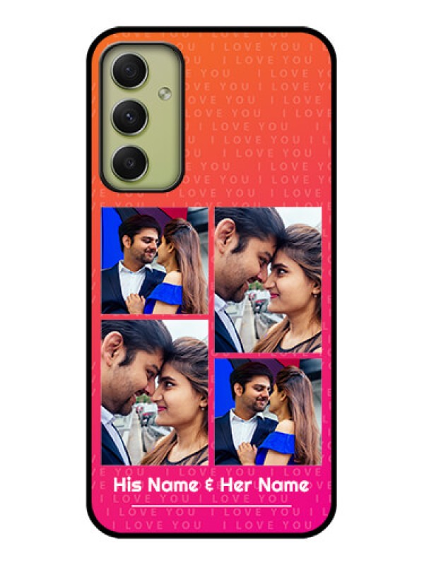 Custom Galaxy A34 5G Custom Glass Phone Case - I Love You Pink Design