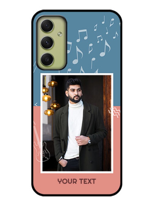 Custom Galaxy A34 5G Photo Printing on Glass Case - with Color Musical Note Design
