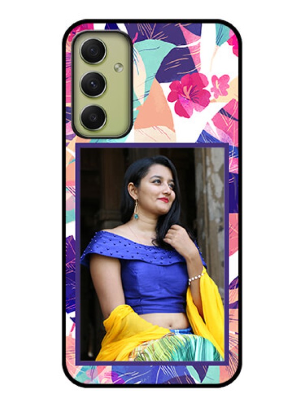 Custom Galaxy A34 5G Custom Glass Mobile Case - Abstract Floral Design