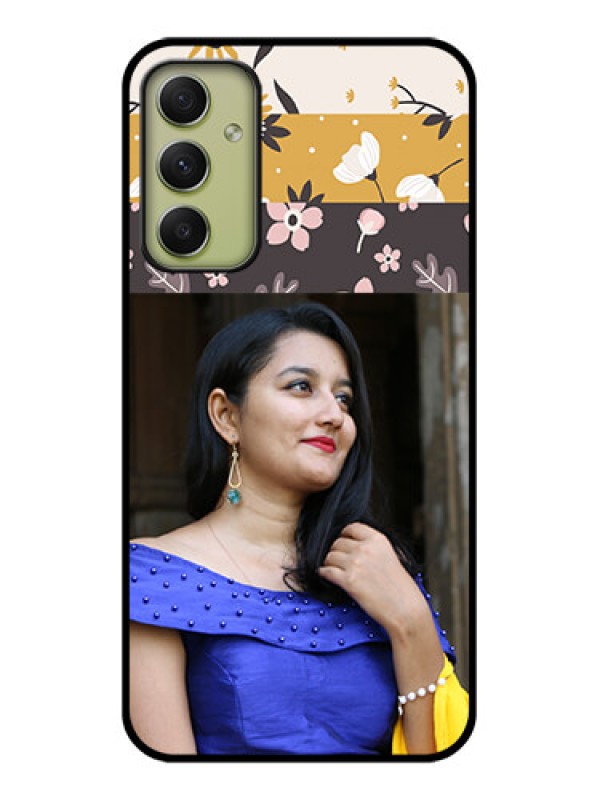 Custom Galaxy A34 5G Custom Glass Phone Case - Stylish Floral Design