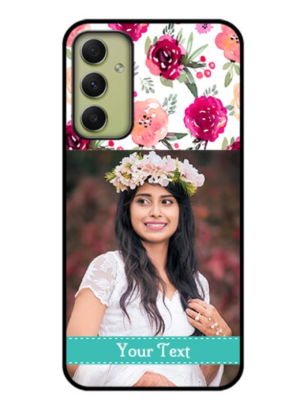 Custom Galaxy A34 5G Custom Glass Phone Case - Watercolor Floral Design