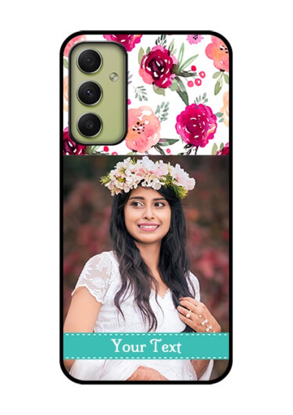 Galaxy A34 5G Custom Glass Phone Case - Watercolor Floral Design