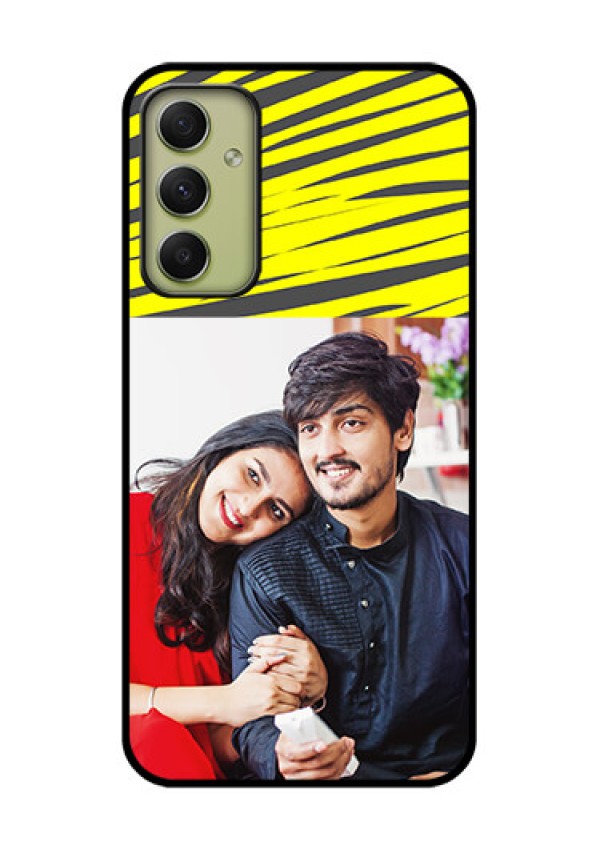 Galaxy A34 5G Photo Printing on Glass Case - Yellow Abstract Design
