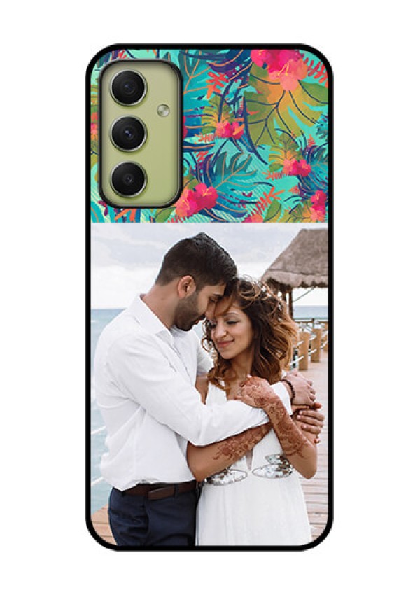 Galaxy A34 5G Photo Printing on Glass Case - Watercolor Floral Design