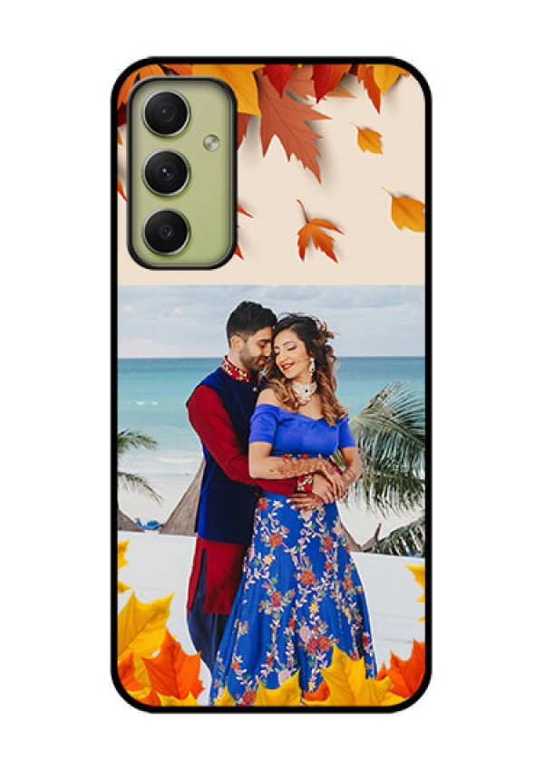 Galaxy A34 5G Photo Printing on Glass Case - Autumn Maple Leaves Design