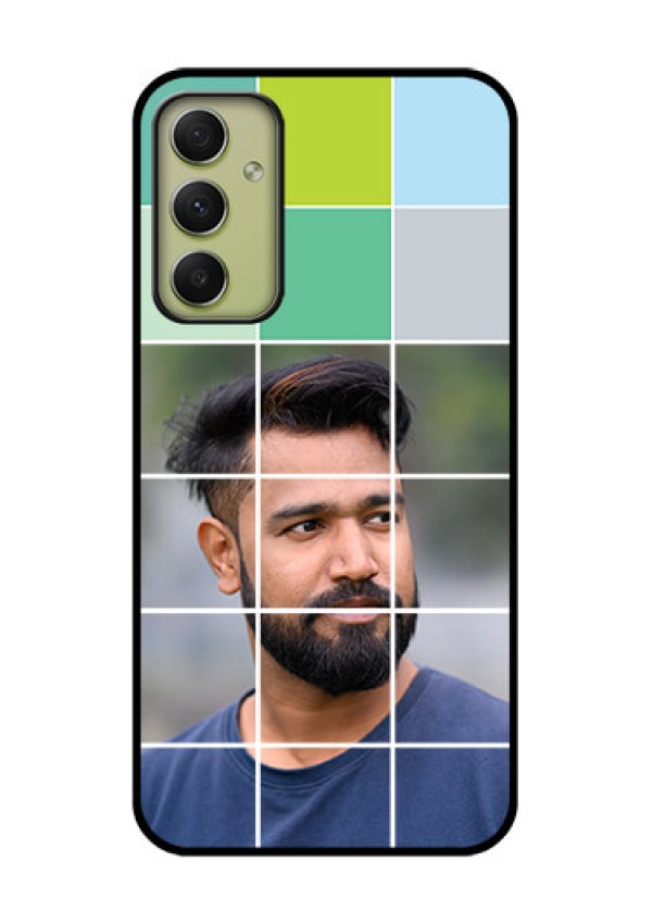 Galaxy A34 5G Photo Printing on Glass Case - with white box pattern