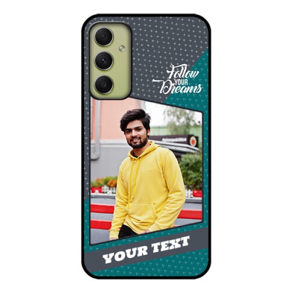 Galaxy A34 5G Personalized Glass Phone Case - Background Pattern Design with Quote Galaxy A34 5G Personalized Glass Phone Case - Background Pattern Design with Quote
