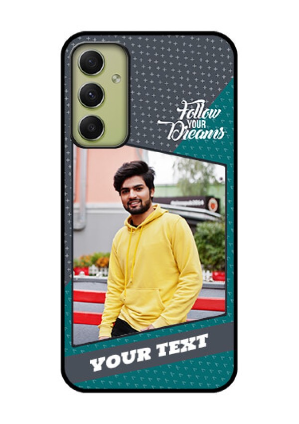 Galaxy A34 5G Personalized Glass Phone Case - Background Pattern Design with Quote