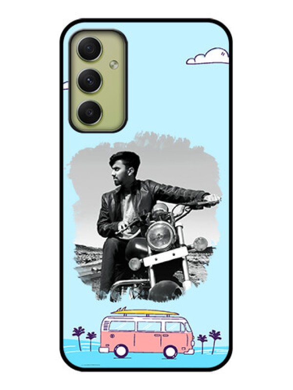 Custom Galaxy A34 5G Photo Printing on Glass Case - Travel & Adventure Design