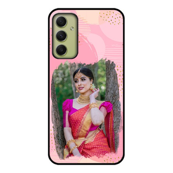 Galaxy A34 5G Personalized Glass Phone Case - Gold Glitter Splash Design Galaxy A34 5G Personalized Glass Phone Case - Gold Glitter Splash Design