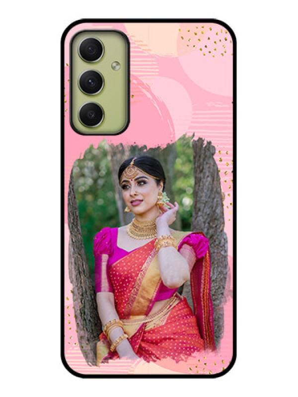 Custom Galaxy A34 5G Personalized Glass Phone Case - Gold Glitter Splash Design