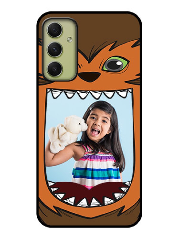 Custom Galaxy A34 5G Photo Printing on Glass Case - Owl Monster Back Case Design