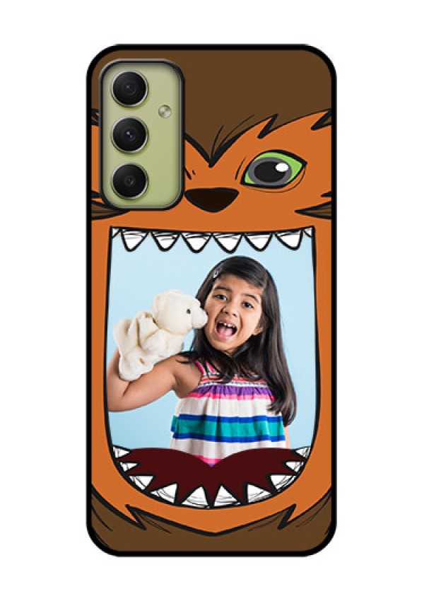 Galaxy A34 5G Photo Printing on Glass Case - Owl Monster Back Case Design