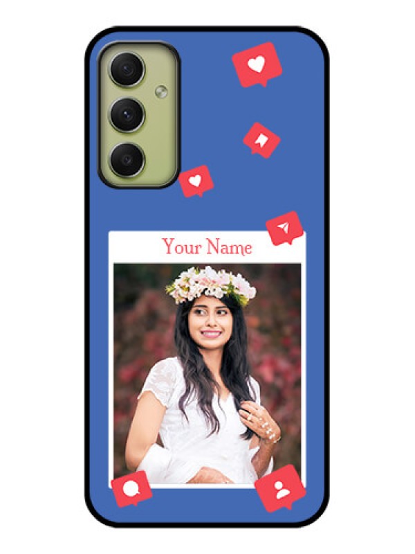 Custom Galaxy A34 5G Custom Glass Phone Case - Like Share And Comment Design