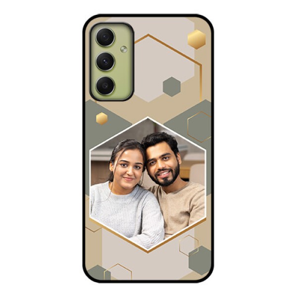 Galaxy A34 5G Photo Printing on Glass Case - Stylish Hexagon Pattern Design Galaxy A34 5G Photo Printing on Glass Case - Stylish Hexagon Pattern Design