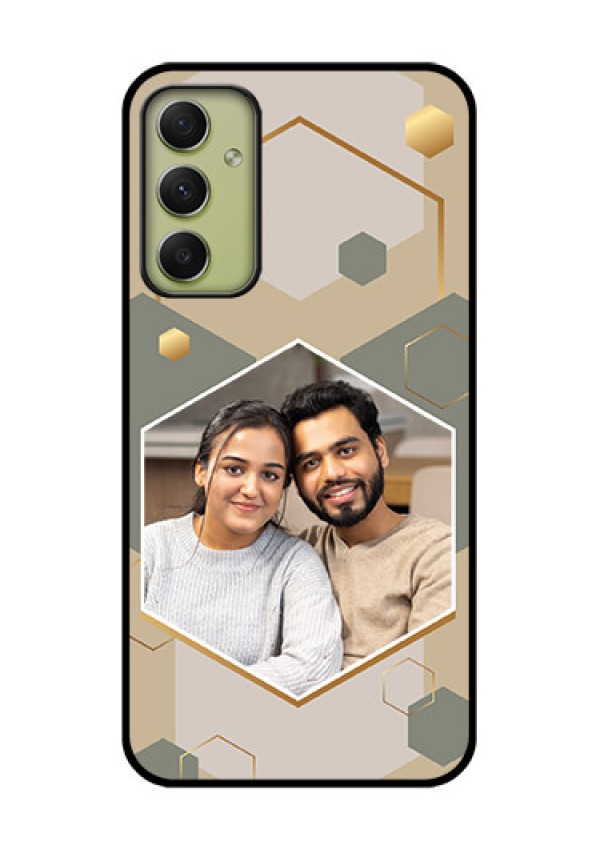 Galaxy A34 5G Photo Printing on Glass Case - Stylish Hexagon Pattern Design