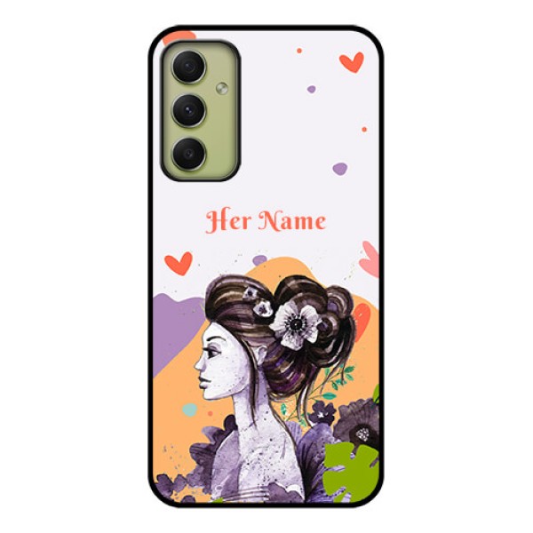 Galaxy A34 5G Personalized Glass Phone Case - Woman And Nature Design