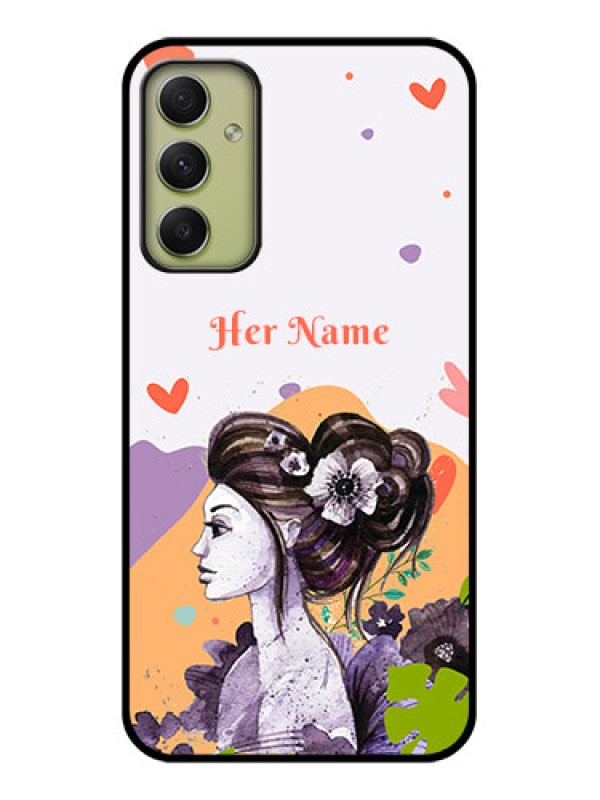 Custom Galaxy A34 5G Personalized Glass Phone Case - Woman And Nature Design