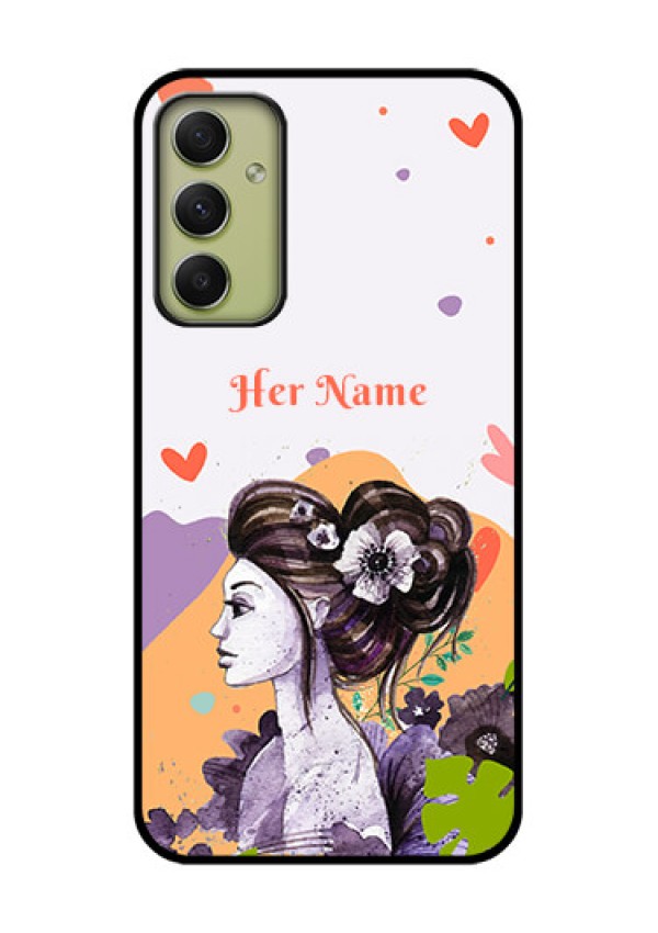 Galaxy A34 5G Personalized Glass Phone Case - Woman And Nature Design