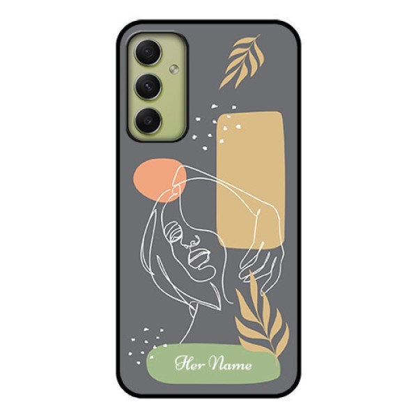 Galaxy A34 5G Custom Glass Phone Case - Gazing Woman line art Design Galaxy A34 5G Custom Glass Phone Case - Gazing Woman line art Design