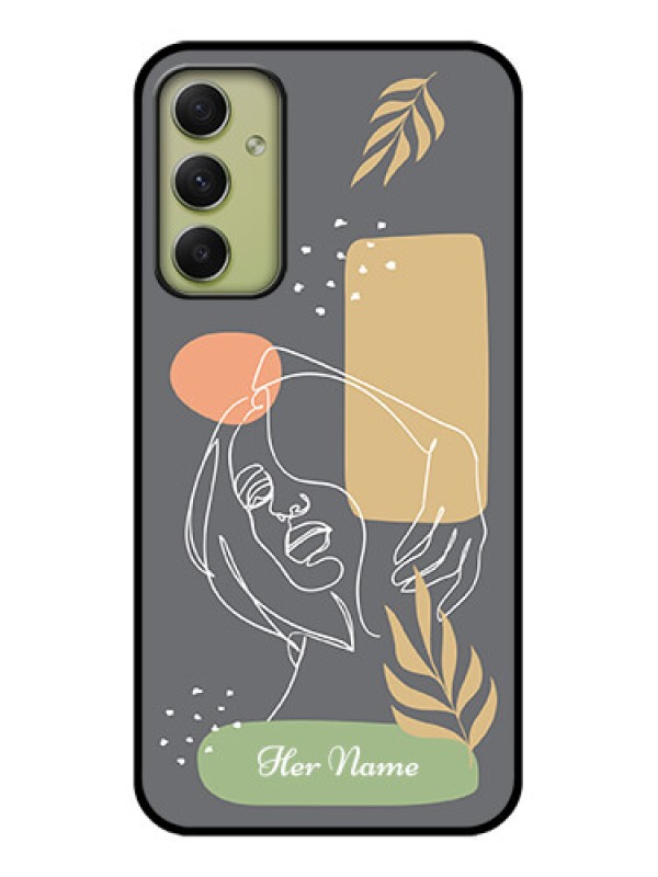 Custom Galaxy A34 5G Custom Glass Phone Case - Gazing Woman line art Design