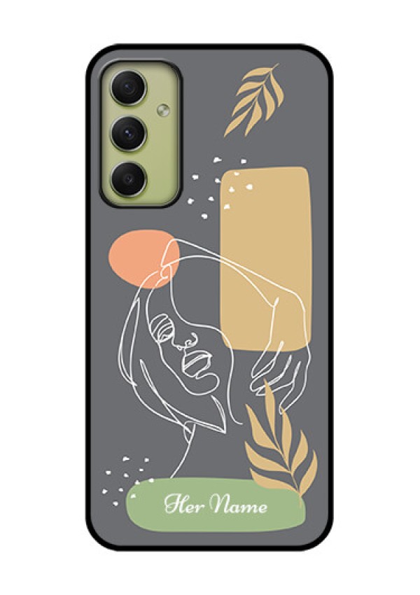 Galaxy A34 5G Custom Glass Phone Case - Gazing Woman line art Design
