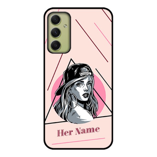 Galaxy A34 5G Personalized Glass Phone Case - Rockstar Girl Design