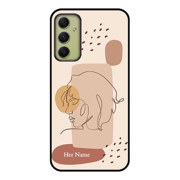 Galaxy A34 5G Photo Printing on Glass Case - Calm Woman line art Design Galaxy A34 5G Photo Printing on Glass Case - Calm Woman line art Design