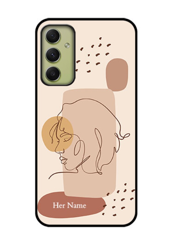 Galaxy A34 5G Photo Printing on Glass Case - Calm Woman line art Design