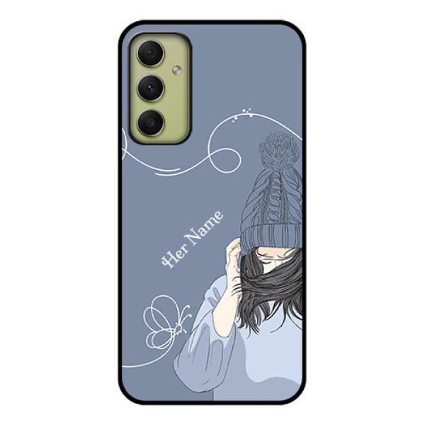 Galaxy A34 5G Custom Glass Mobile Case - Girl in winter outfit Design