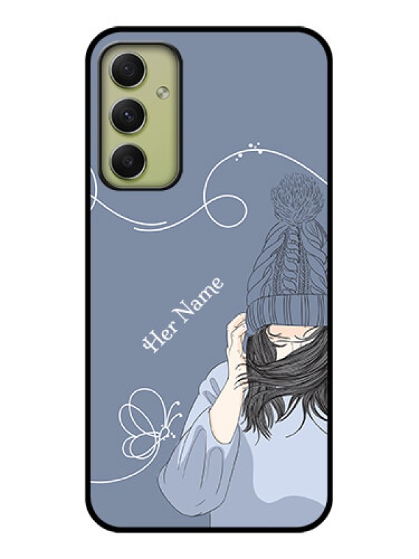 Custom Galaxy A34 5G Custom Glass Mobile Case - Girl in winter outfit Design