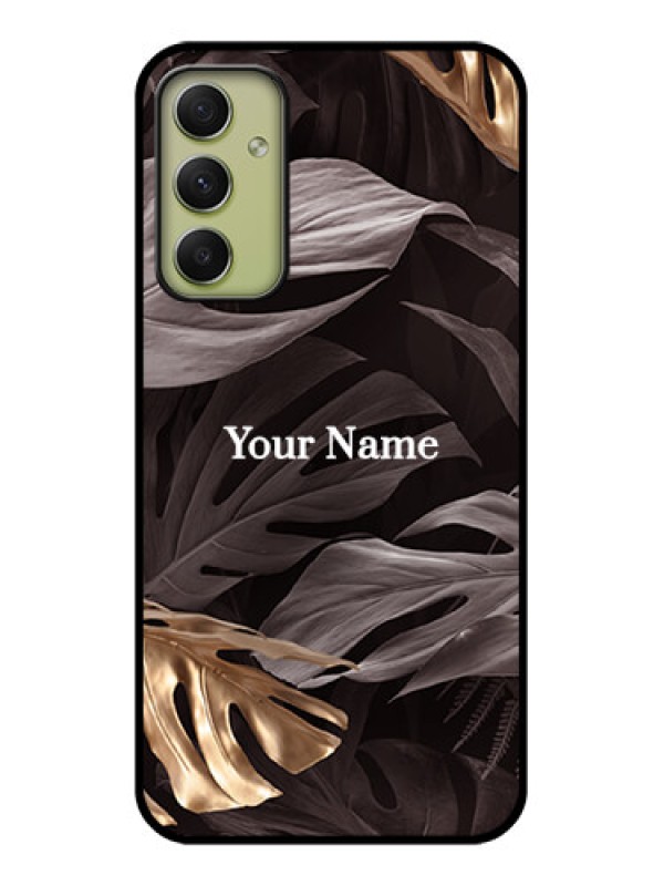 Custom Galaxy A34 5G Personalised Glass Phone Case - Wild Leaves digital paint Design