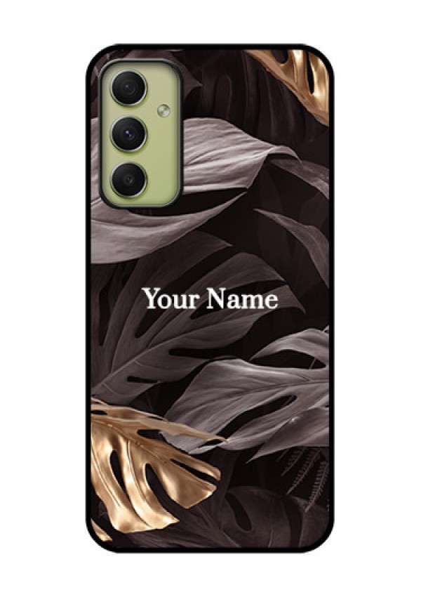 Galaxy A34 5G Personalised Glass Phone Case - Wild Leaves digital paint Design