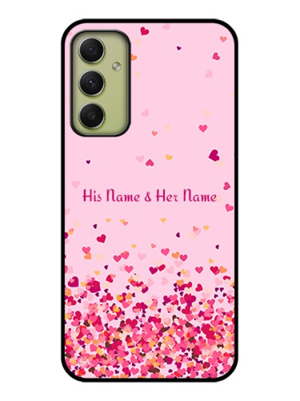 Custom Galaxy A34 5G Photo Printing on Glass Case - Floating Hearts Design