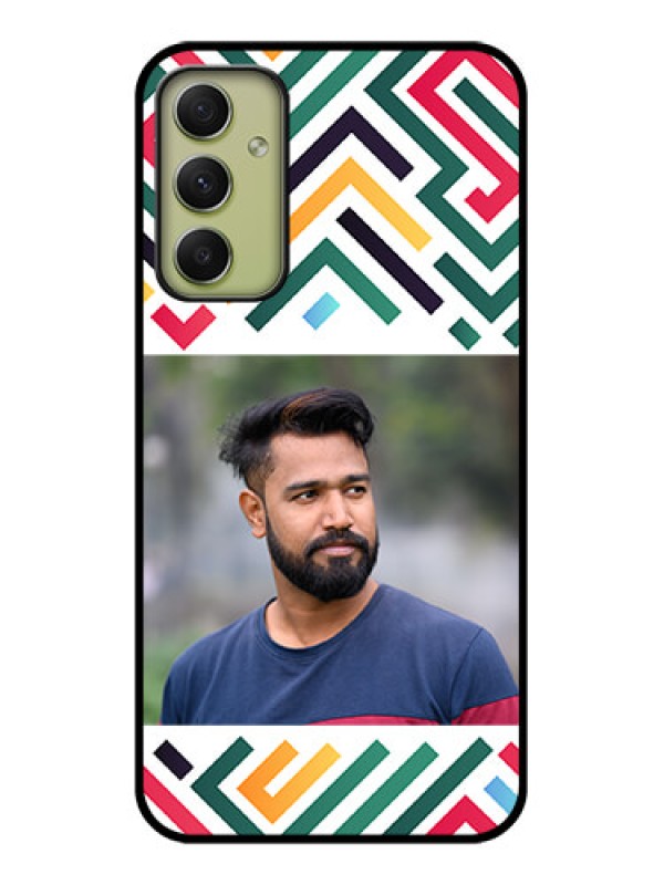 Custom Galaxy A34 5G Personalized Glass Phone Case - Colorful Maze Pattern Design