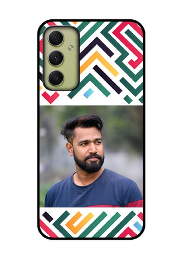 Galaxy A34 5G Personalized Glass Phone Case - Colorful Maze Pattern Design