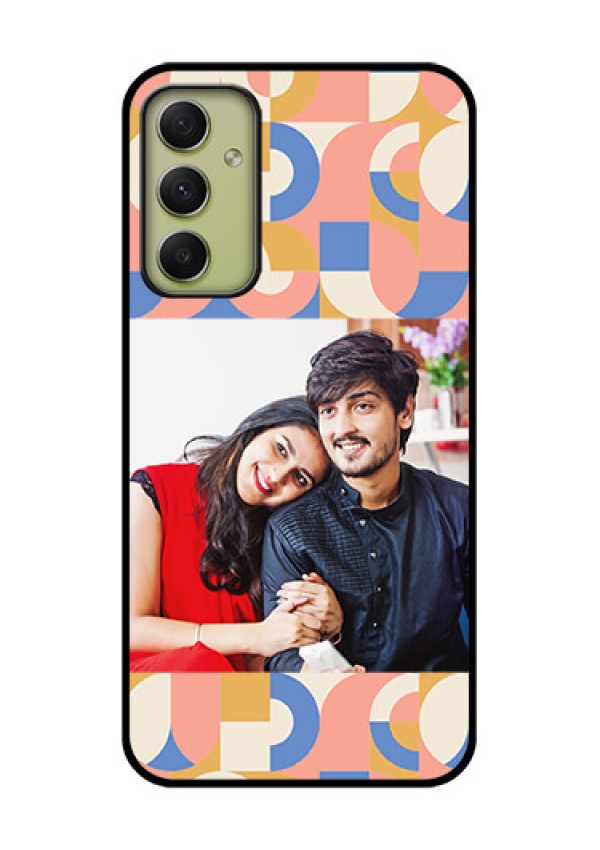 Galaxy A34 5G Photo Printing on Glass Case - Semi-circle Maze Pattern Design