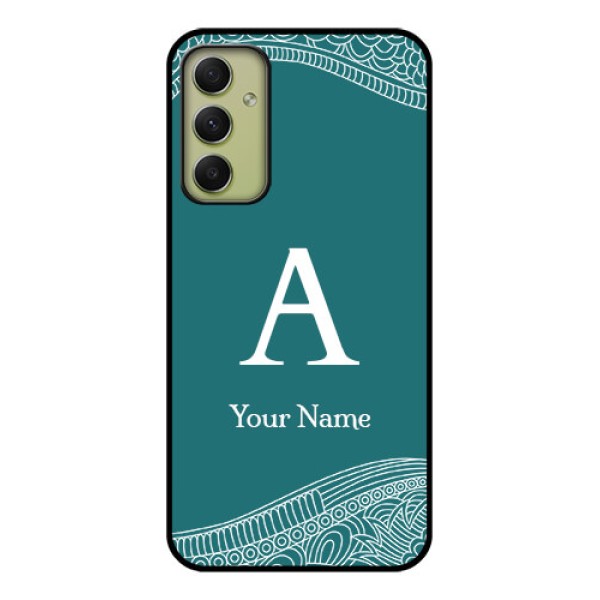 Galaxy A34 5G Personalized Glass Phone Case - line art pattern with custom name Design Galaxy A34 5G Personalized Glass Phone Case - line art pattern with custom name Design