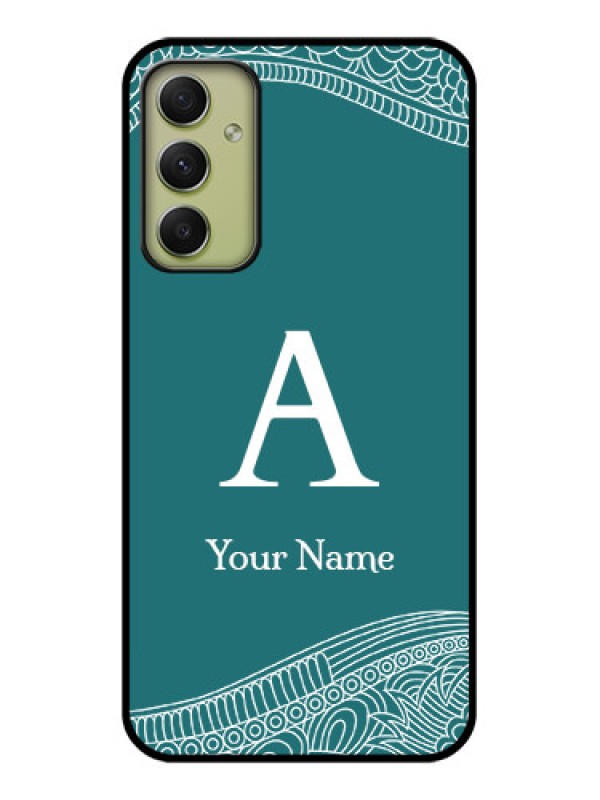 Custom Galaxy A34 5G Personalized Glass Phone Case - line art pattern with custom name Design